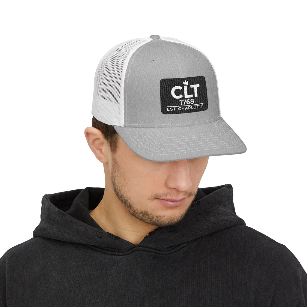 CLT 1768 EST Charlotte Cap | Embroidered Trucker Snapback Grey/White