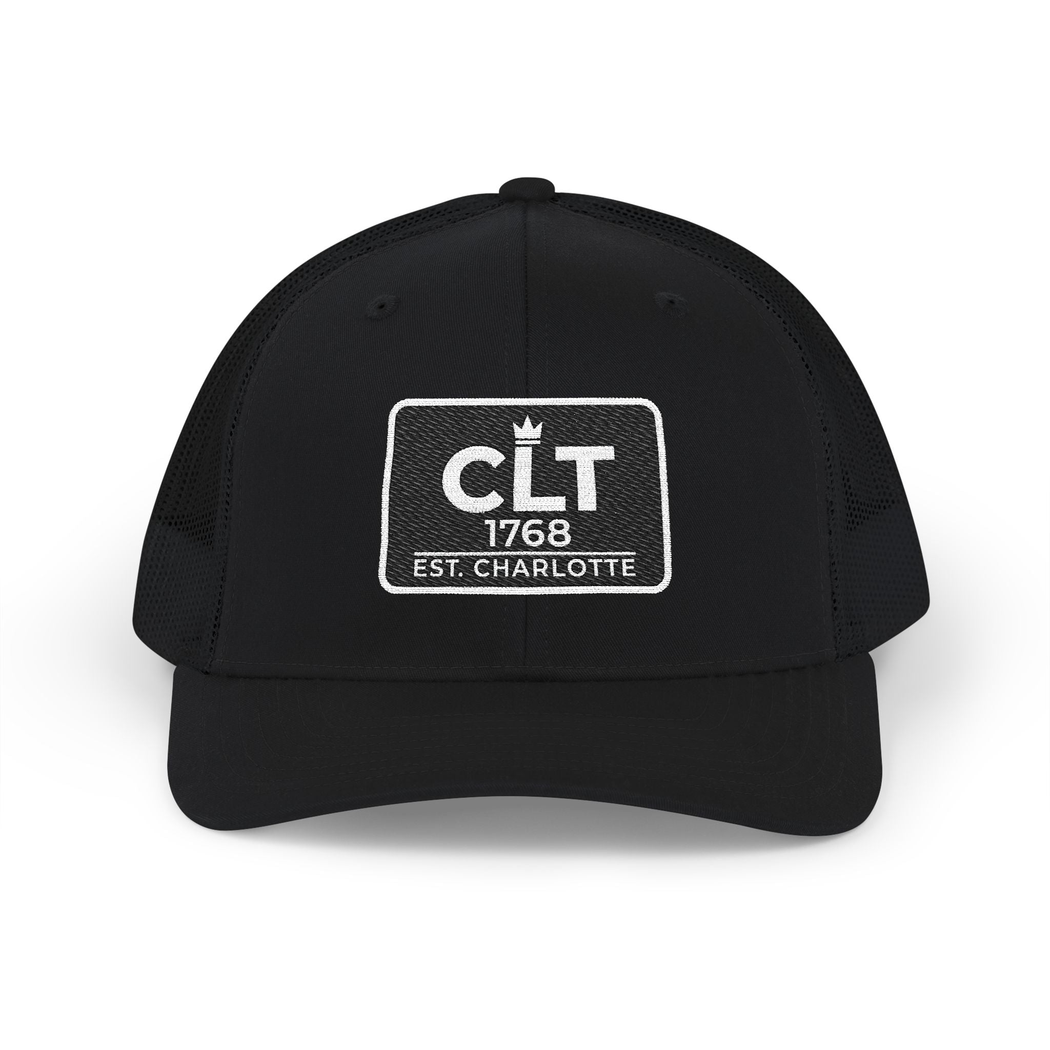 CLT 1768 EST Charlotte Cap | Embroidered Trucker Snapback Black