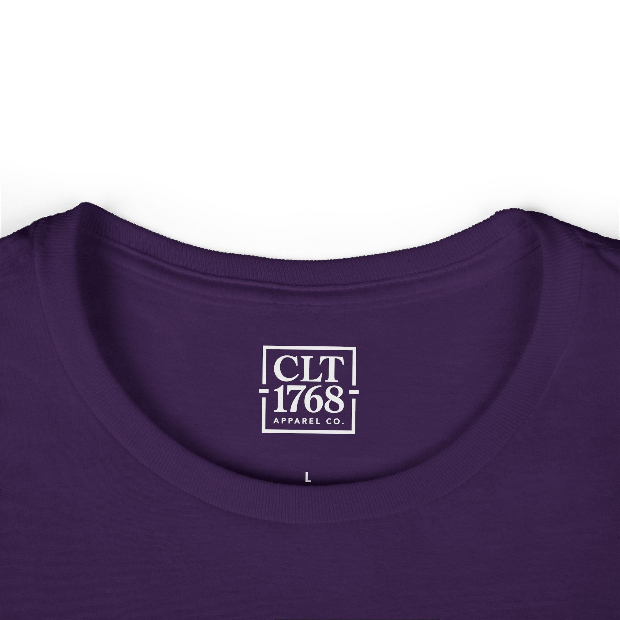 CLT 1768 Black Letter Women's Tee — Purple