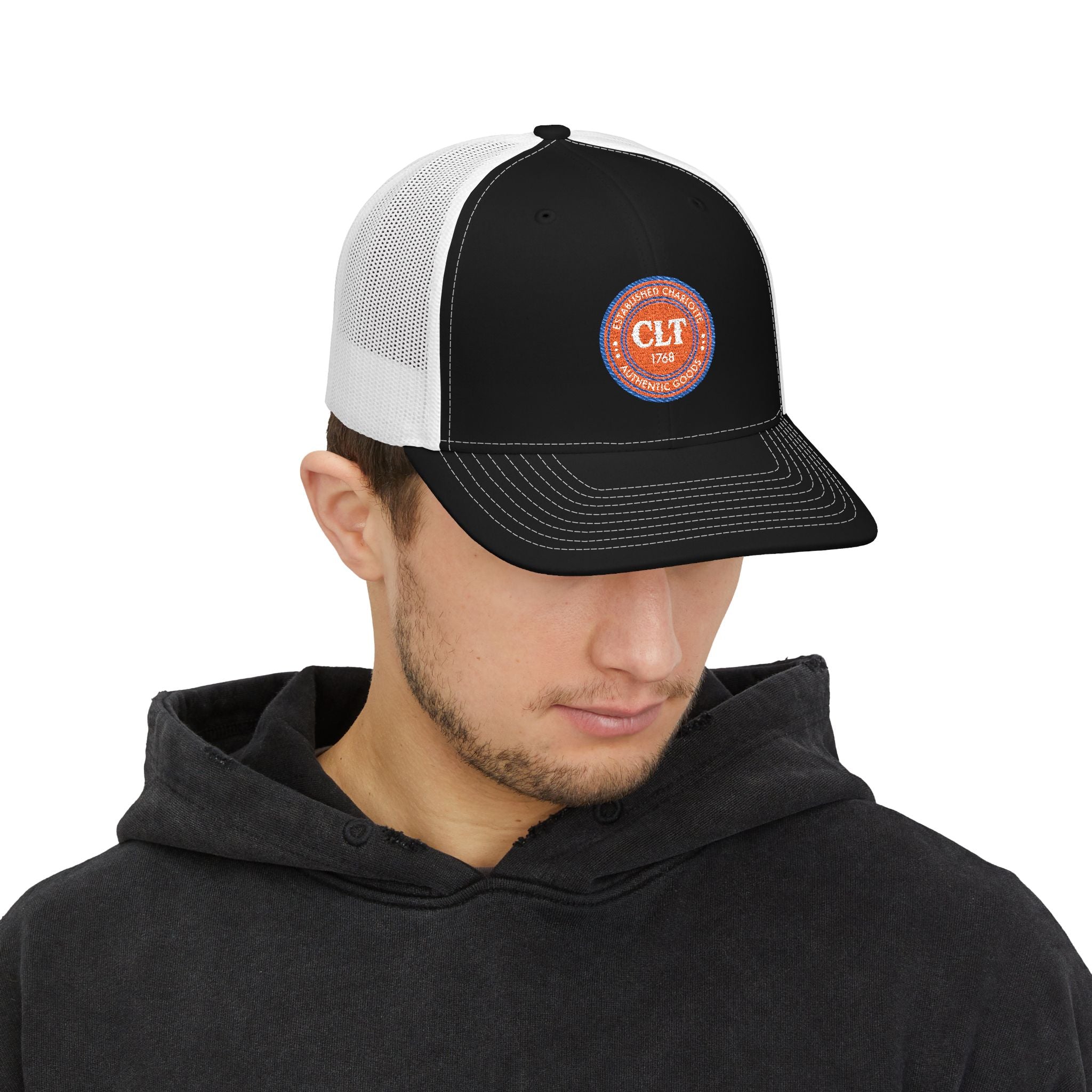 CLT 1768 Western | Embroidered Trucker Snapback Black/White