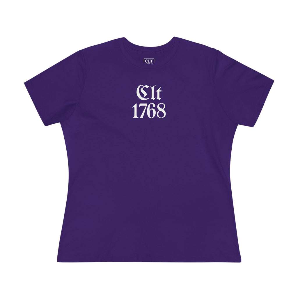 CLT 1768 Black Letter Women's Tee | Team Purple