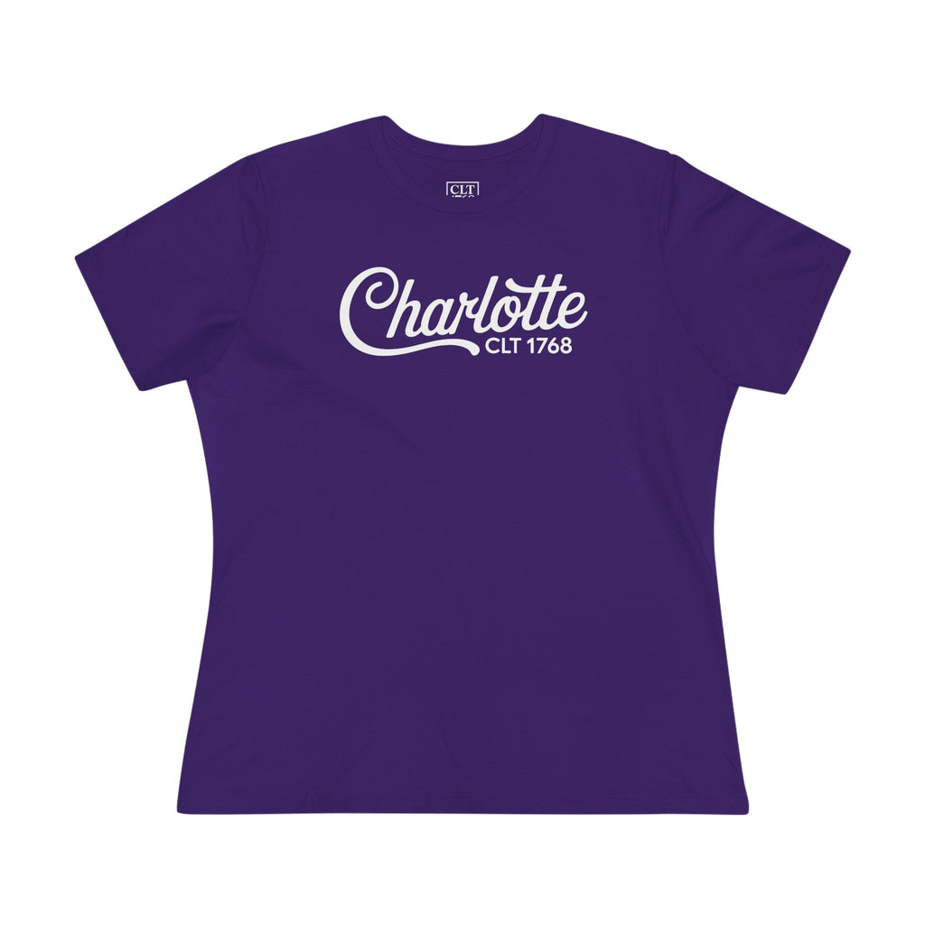Charlotte Script Logo Women's T-Shirt | Team Purple