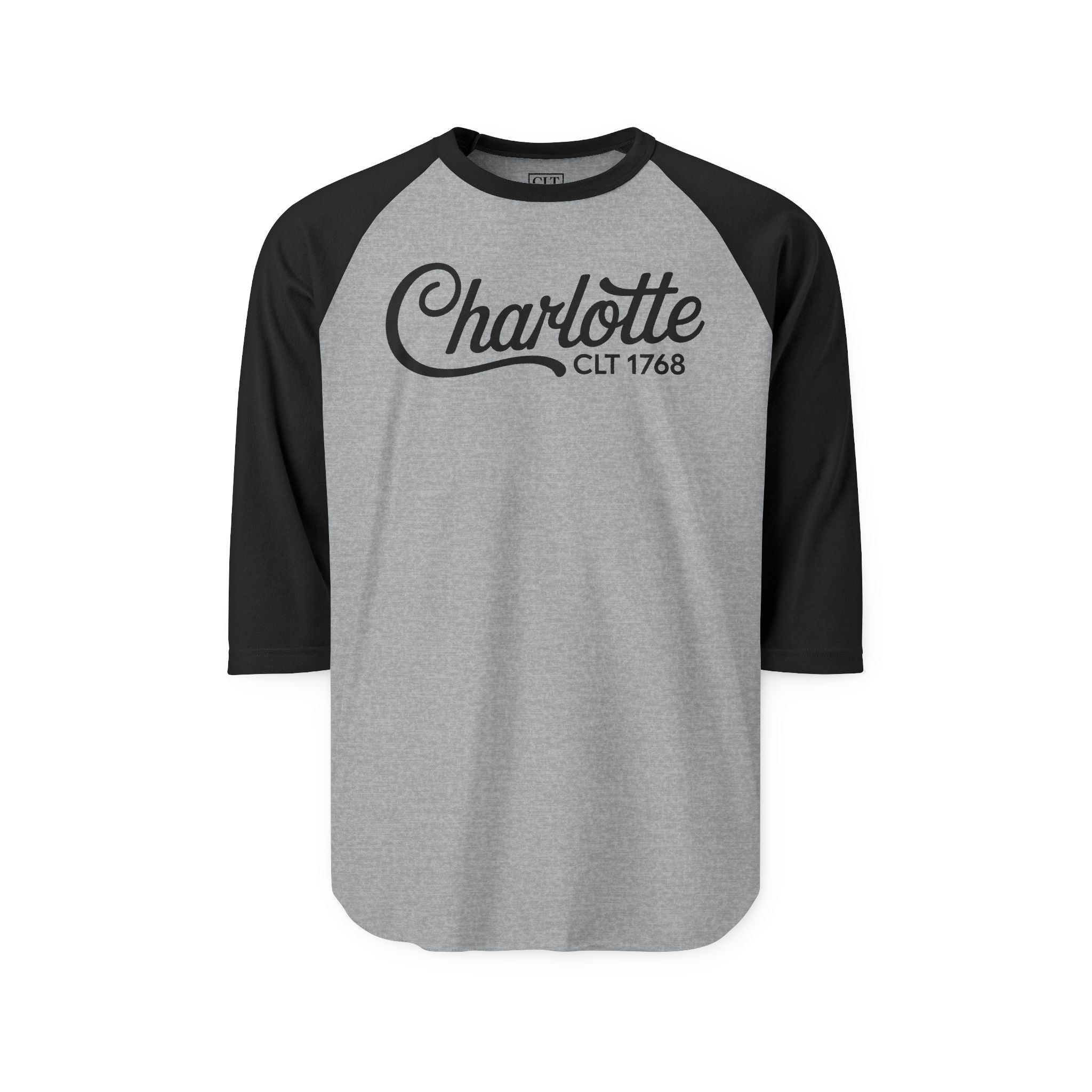 Charlotte CLT 1768 Unisex Raglan Shirt | Heather Grey/Black