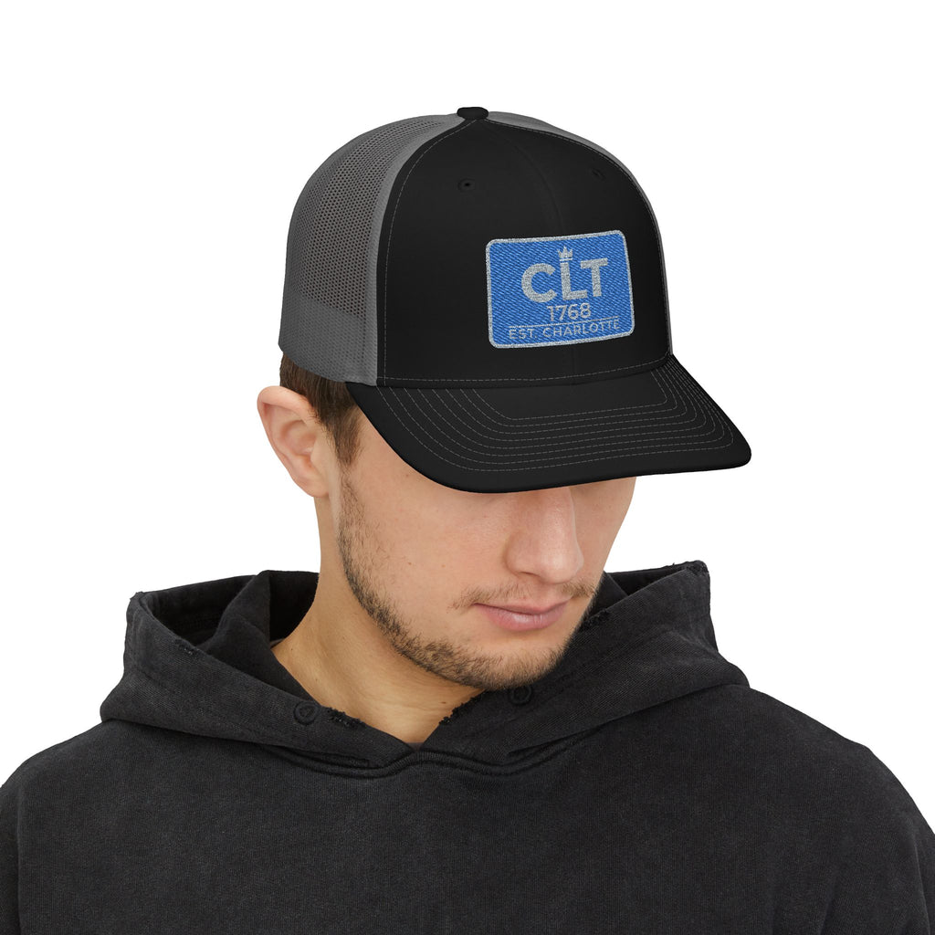 CLT 1768 EST Charlotte Cap | Embroidered Trucker Snapback Black/Gray