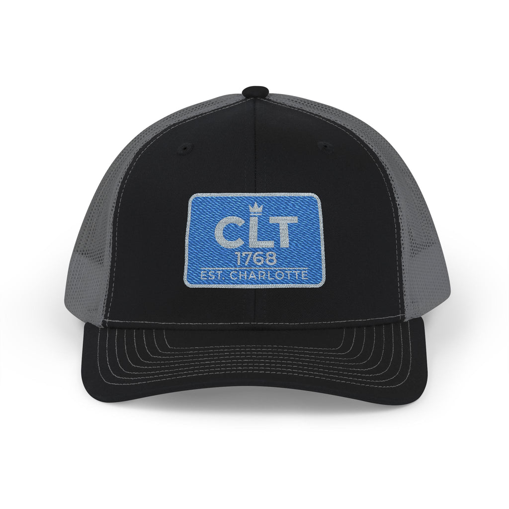 CLT 1768 EST Charlotte Cap | Embroidered Trucker Snapback Black/Gray