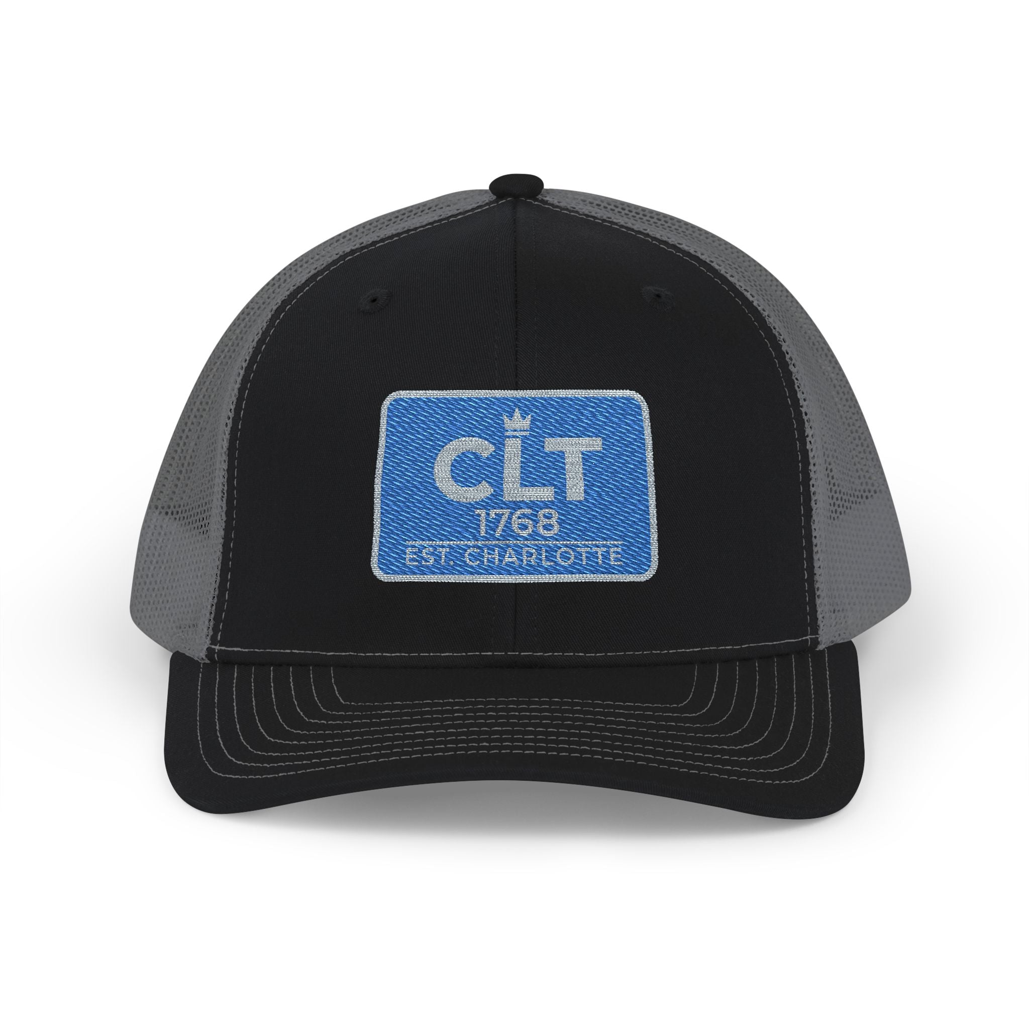 CLT 1768 EST Charlotte Cap | Embroidered Trucker Snapback Black/Gray