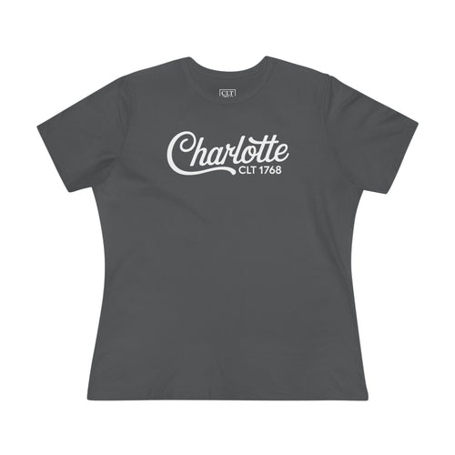 Charlotte Script Logo Women's T-Shirt | Asphalt